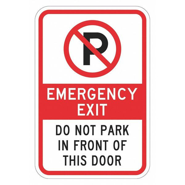 Emergency Exit Do Not Park Sign, 18x12in