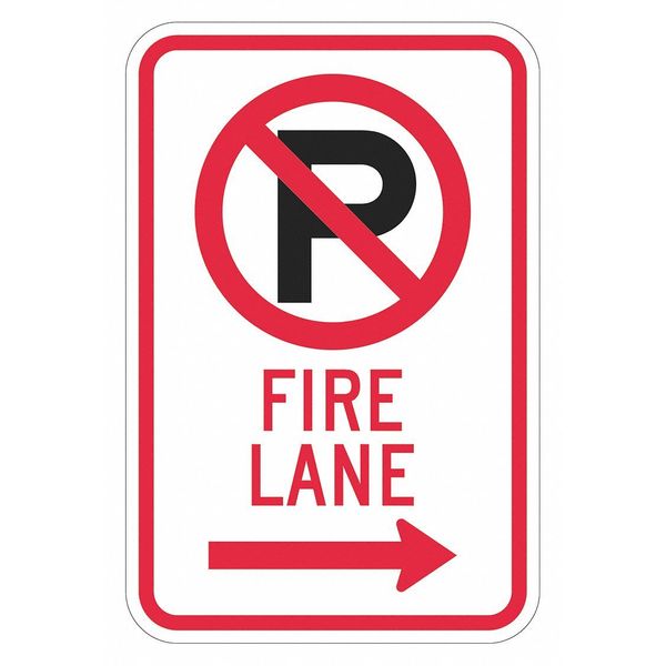 Fire Lane Parking Sign, 18 in H, 12 in W, Aluminum, Vertical Rectangle, English, T1-2817-EG_12x18