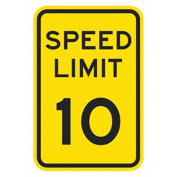 Speed Limit Warning Traffic Sign, 18 in H, 12 in W, Aluminum, Vertical Rectangle, T1-5010-EG_12x18