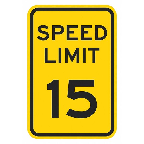 Speed Limit Warning Traffic Sign, 24 in H, 18 in W, Aluminum, Vertical Rectangle, T1-5016-DG_18x24