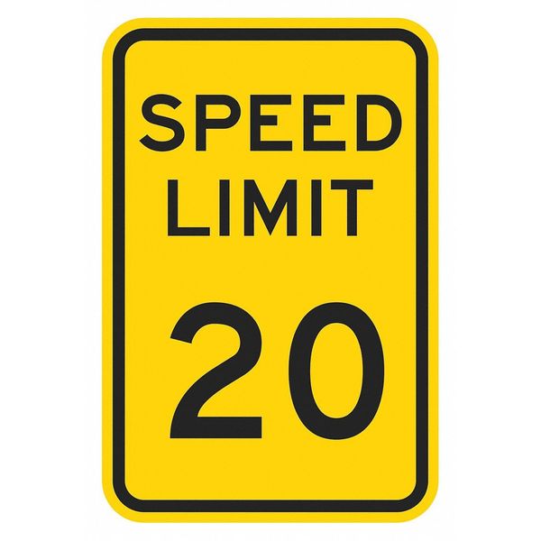 Speed Limit Warning Traffic Sign, 24 in H, 18 in W, Aluminum, Vertical Rectangle, T1-5018-EG_18x24