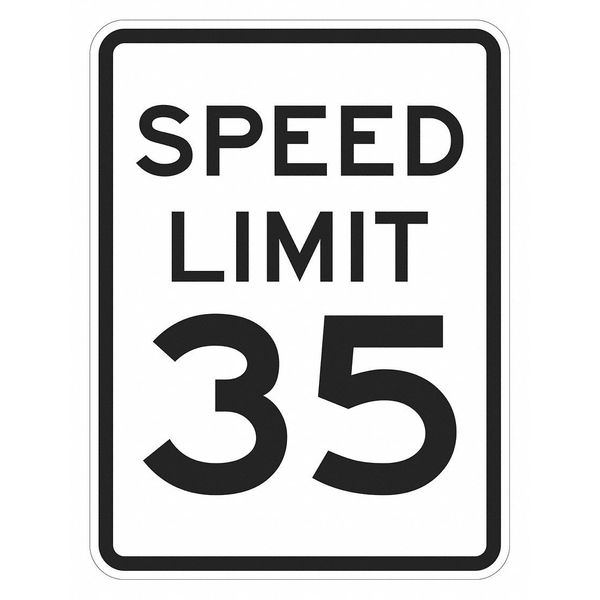 Speed Limit 35 Traffic Sign, 18 in H, 12 in W, Aluminum, Vertical Rectangle, T1-5025-EG_12x18