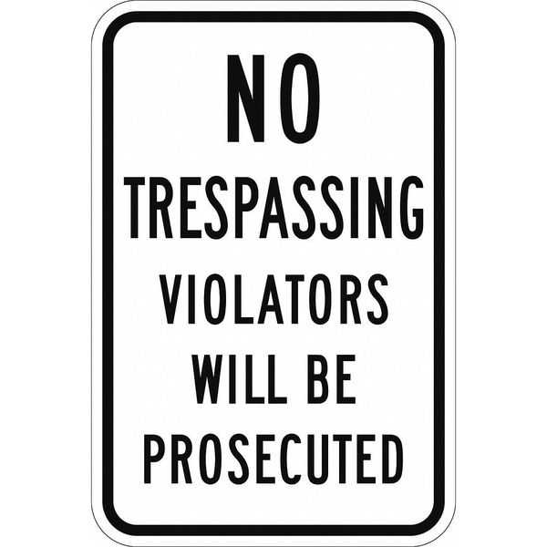 Facility Sign, 18 in H, 12 in W, Aluminum, Vertical Rectangle, English, T1-1158-DG_12x18