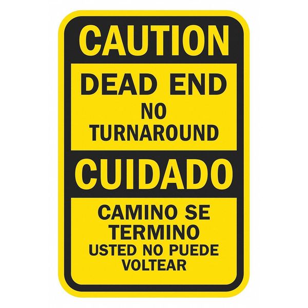 Dead End Traffic Sign, 18 in H, 12 in W, Aluminum, Vertical Rectangle, English, T1-1338-DG_12x18