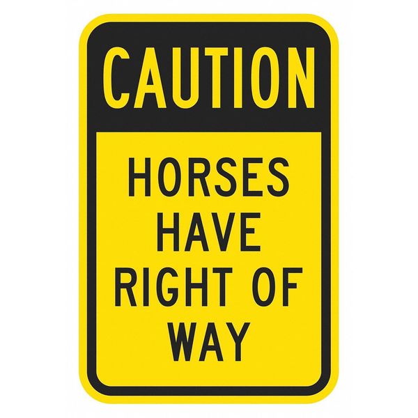 Horse Crossing Traffic Sign, 18 in H, 12 in W, Aluminum, Vertical Rectangle, T1-1353-DG_12x18