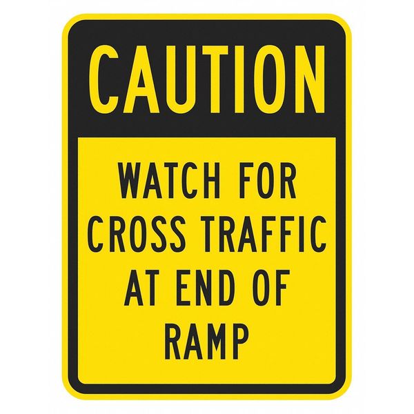 Watch For Cross Traffic Sign, 18 in H, 12 in W, Aluminum, Vertical Rectangle, T1-1377-DG_12x18