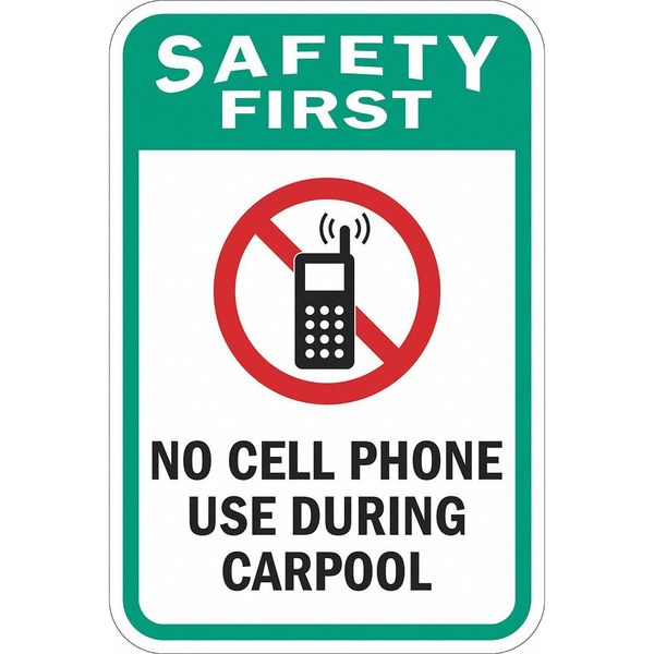 No Cell Phones Traffic Sign, 24 in H, 18 in W, Aluminum, Vertical  English, T1-1304-HI_18x24