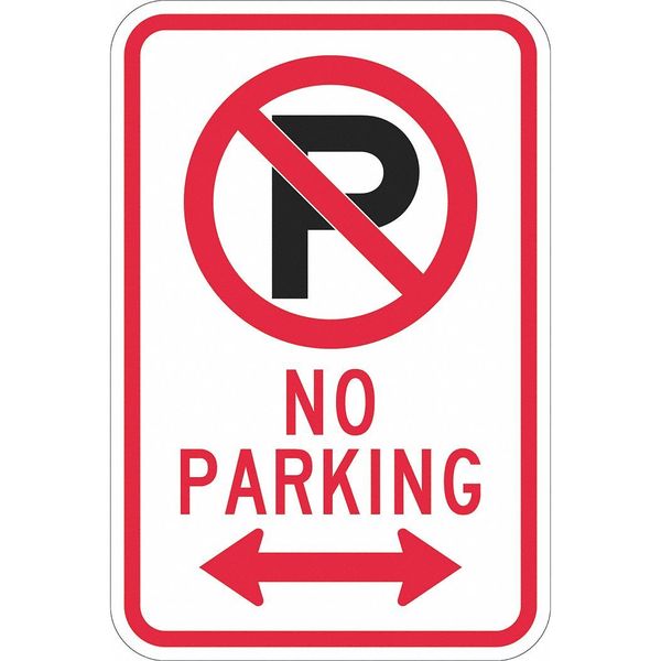 Fire Lane Parking Sign, 12 in W, 18 in H, English, Aluminum, White, Sign Properties: Rigid