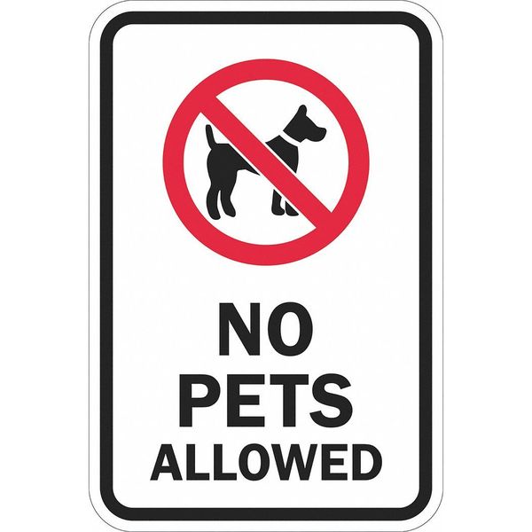 Reflective No Pets Sign, 18x12in, Aluminum