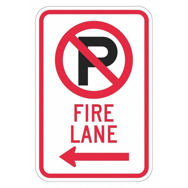Fire Lane Parking Sign, 18 in H, 12 in W, Aluminum, Vertical Rectangle, English, T1-2816-EG_12x18