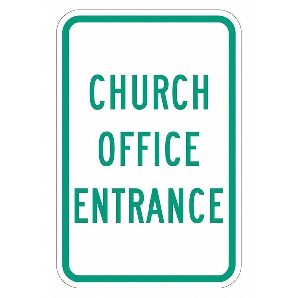 Church Entrance Sign For Parking Lots, 18 in H, 12 in W, Aluminum, Vertical, T1-1479-DG_12x18