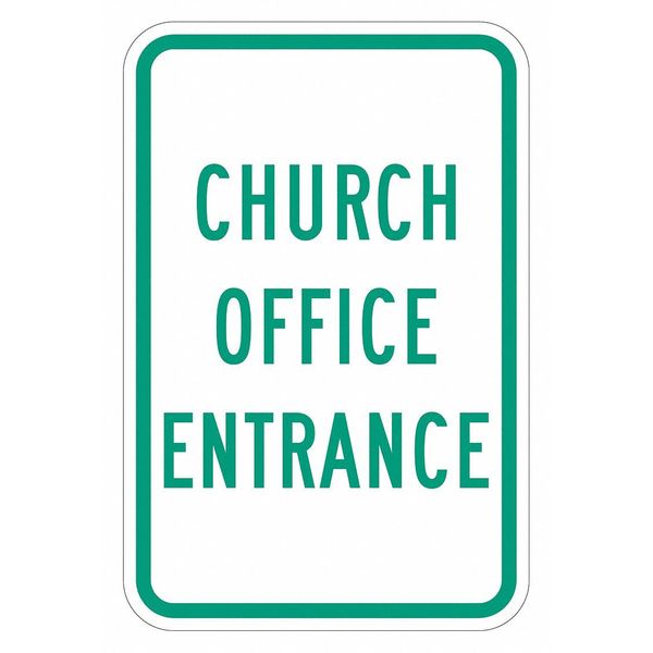 Church Entrance Sign For Parking Lots, 18 in H, 12 in W, Aluminum, Vertical, T1-1479-EG_12x18