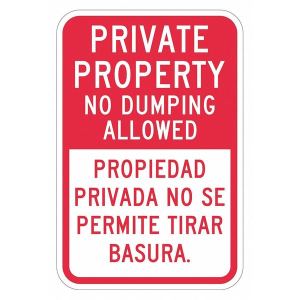 Facility Sign, 18 in H, 12 in W, Aluminum, Vertical Rectangle, English, Spanish, T1-1744-DG_12x18