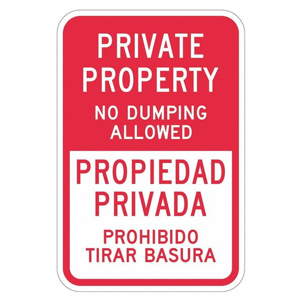 Facility Sign, 18 in H, 12 in W, Aluminum, Vertical Rectangle, English, Spanish, T1-1745-DG_12x18