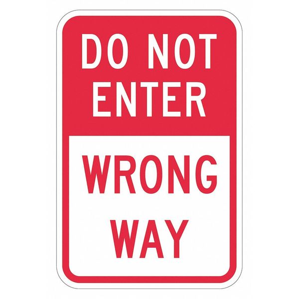 Do Not Enter & Wrong Way Traffic Sign, 18 in H, 12 in W, Aluminum, Vertical, T1-1876-HI_12x18