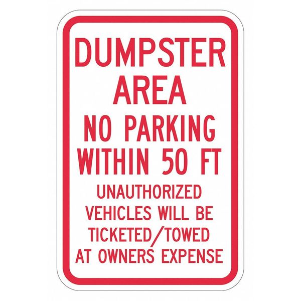 Dumpster No Parking Sign, 18