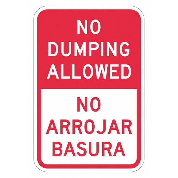 Facility Sign, 18 in H, 12 in W, Aluminum, Vertical Rectangle, English, Spanish, T1-1710-DG_12x18