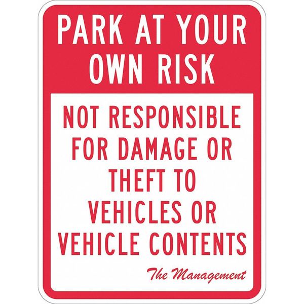 Parking Lot Damage Advisory Sign, 24