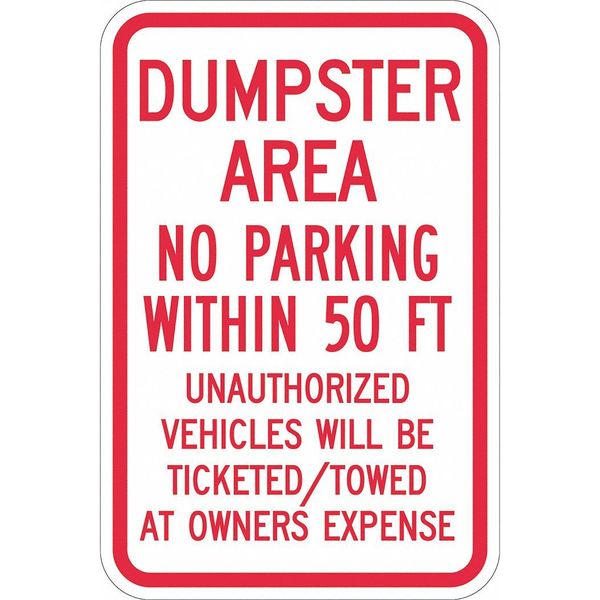 Dumpster No Parking Sign, 18