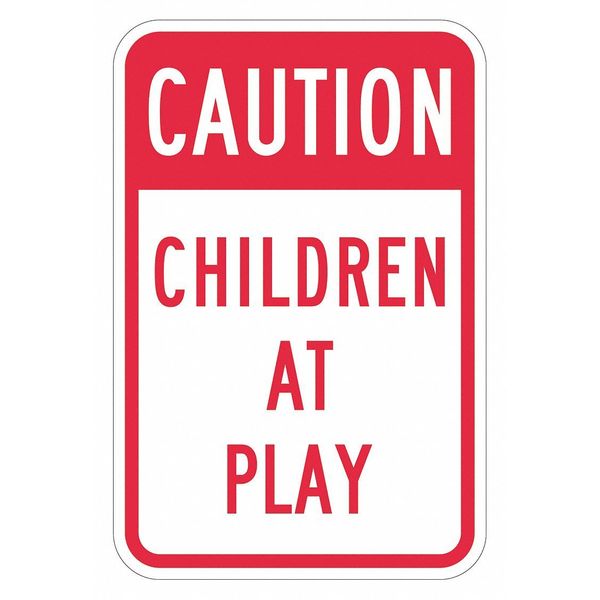 Children at Play Traffic Sign, 18 in H, 12 in W, Aluminum, Vertical Rectangle, T1-1336-HI_12x18