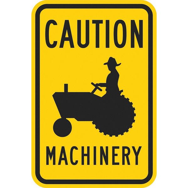 Farm Vehicle Crossing Traffic Sign, 18 in Height, 12 in Width, Aluminum, Vertical Rectangle
