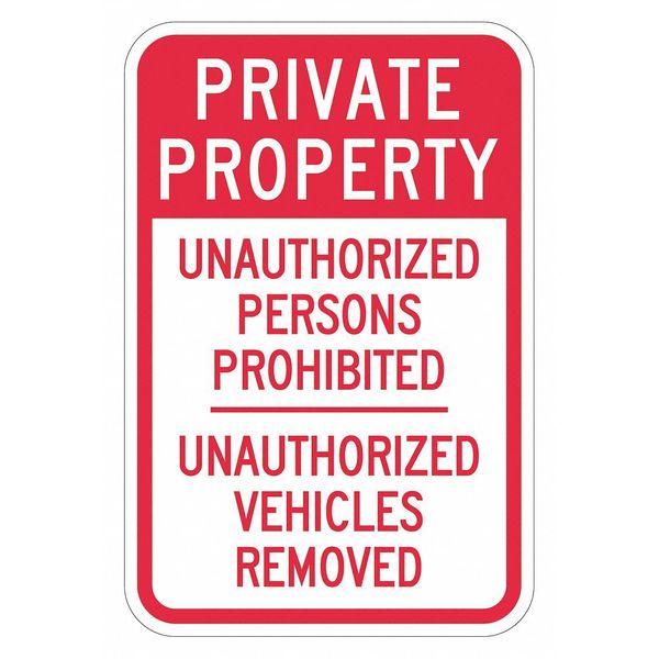 Facility Sign, 18 in H, 12 in W, Aluminum, Vertical Rectangle, English, T1-4072-DG_12x18
