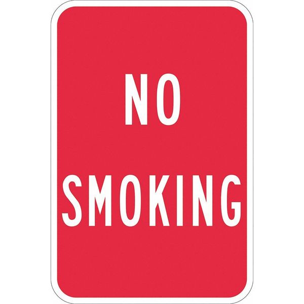 No Smoking Sign, 18 in H, 12 in W, Aluminum, Rectangle, English, T1-1212-EG_12x18