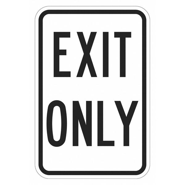 Exit Only Parking Sign, 18 in Height, 12 in Width, Aluminum, Vertical Rectangle, English