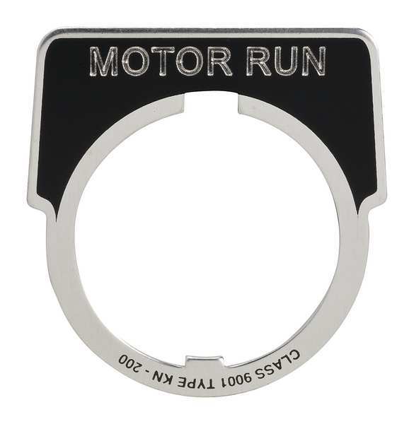 Legend Plate, Half Round, Motor Run, Black