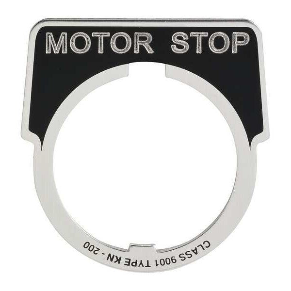 Legend Plate, Half Round, Motor Stop, Black