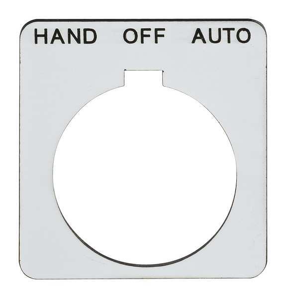 Legend Plate, Square, Hand-Off-Auto., White