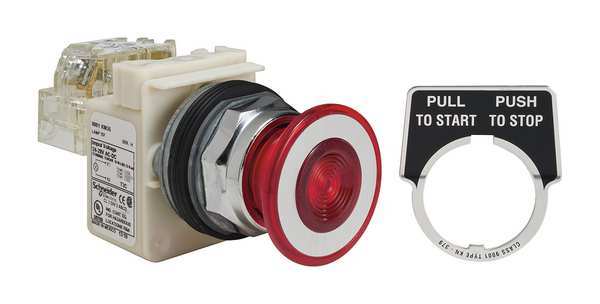 Illuminated Push Button, 30 mm, 1NO/1NC, Red