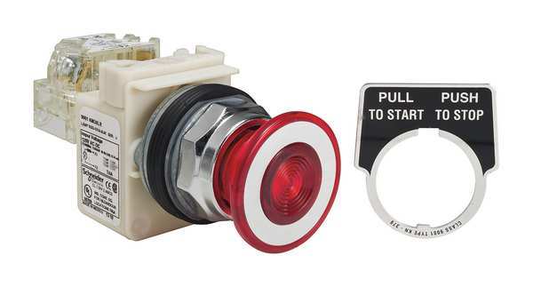 Illuminated Push Button, 30 mm, 1NO/1NC, Red