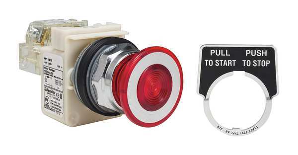 Illuminated Push Button, 30 mm, 1NO/1NC, Red