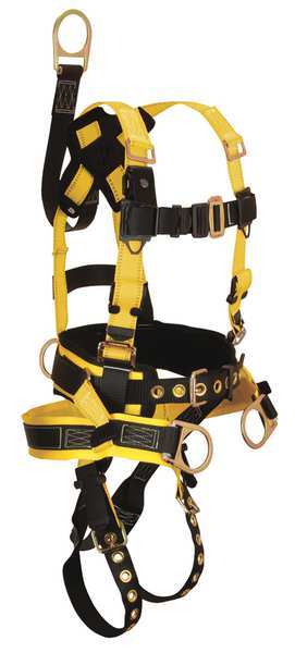 Full Body Harness, Vest Style, M, Polyester, Black/Yellow