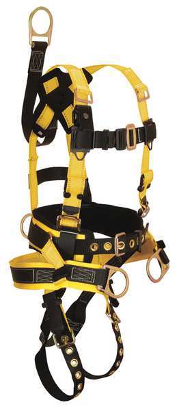 Full Body Harness, Vest Style, L, Polyester, Black/Yellow