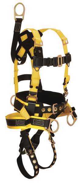 Full Body Harness, Vest Style, XL, Polyester, Black/Yellow