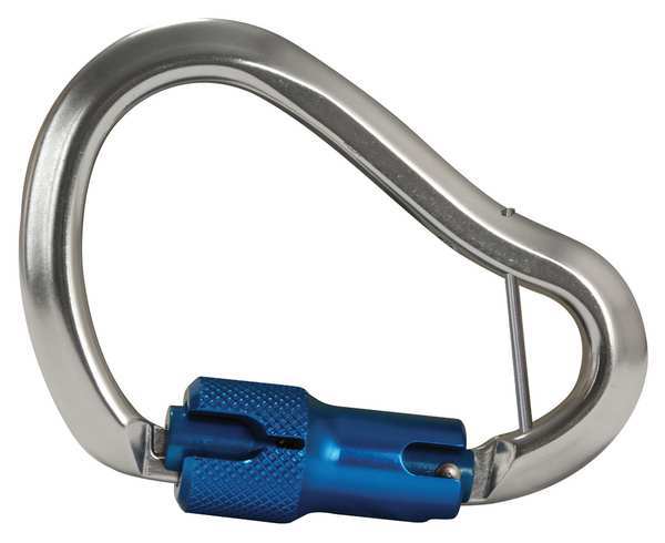 Carabiner, Twist-Lock, 3 3/4 in L, Aluminum, natural