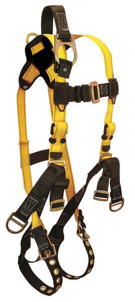 Full Body Harness, Vest Style, XL, Polyester, Black/Yellow