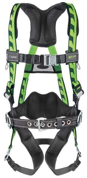 Full Body Harness, Vest Style, 2XL/3XL, Polyester, Green