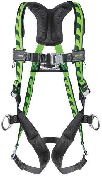 Full Body Harness, Vest Style, L/XL, Polyester, Green