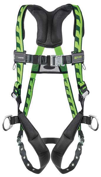 Full Body Harness, Vest Style, S/M, Polyester, Green