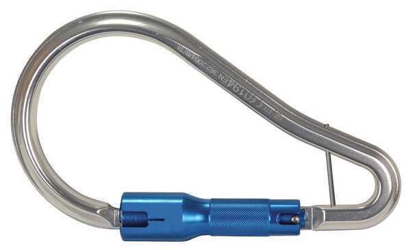 Carabiner, Twist-Lock, 8 in L, Aluminum, natural