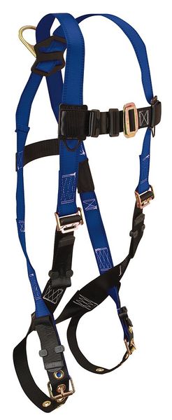 Full Body Harness, Vest Style, XL, Polyester, Black/Blue