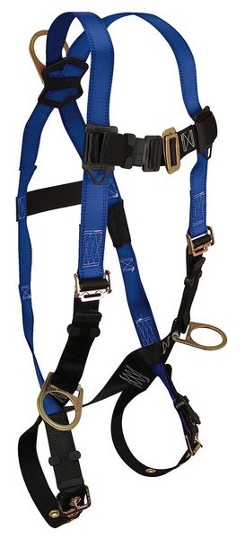 Full Body Harness, Vest Style, XL, Polyester, Black/Blue
