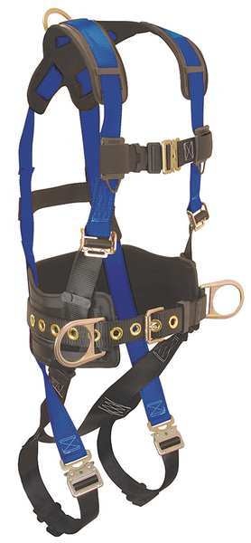 Full Body Harness, Vest Style, XL, Polyester, Black/Blue