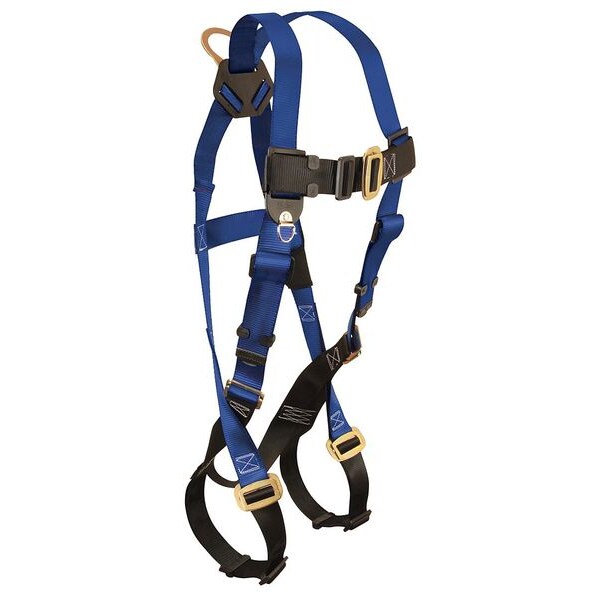 Full Body Harness, Vest Style, XL/2XL, Polyester, Black/Blue