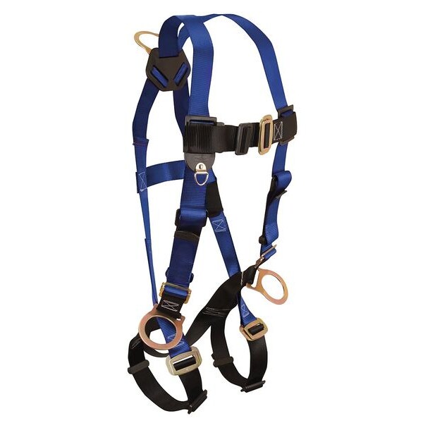 Full Body Harness, Vest Style, XL/2XL, Polyester, Black/Blue