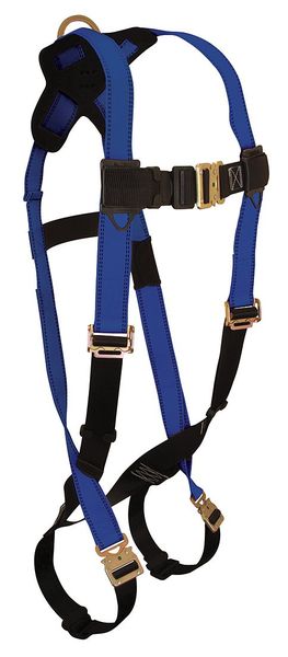 Full Body Harness, Vest Style, XL, Polyester, Black/Blue