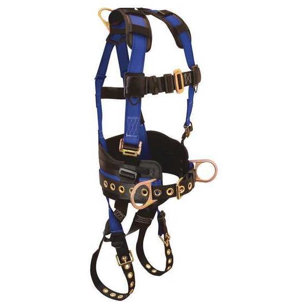 Full Body Harness, Vest Style, S/M, Polyester, Black/Blue